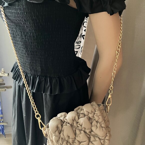 FAB LA VIA SOFT PUFF LEATHER BAG CLUTCH CHAIL STRAP PRADA DUSTBAG MADE IN ITALY - Picture 6 of 12